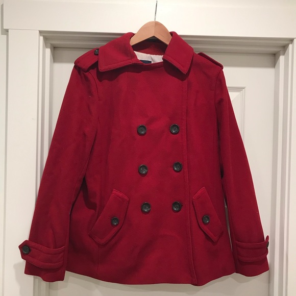 GAP wool red coat with red striped lining - Picture 2 of 4